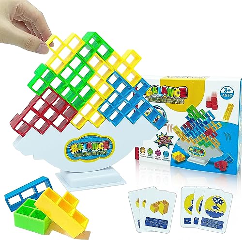 Umikk 64PCS Tetra Tower Spiel, Tetris Tower Balance-Spiel, Zusammenbauen von Tetris, Tetris-Puzzle, Russische Bausteine, Schaukelstapel Hoch Kinder-Balance-Spielzeug, Parent-Child Interactive Toy von Umikk