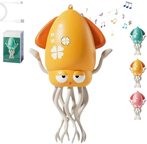 Umikk Electric Dancing Octopus Toy, Magische Tanzende Krake Spielzeug Krake, Tanzenden Oktopus Baby Spielzeug mit LED-Lichtern und Musik, Automatisch Hindernisvermeidung,Geschenk (Gelb) von Umikk