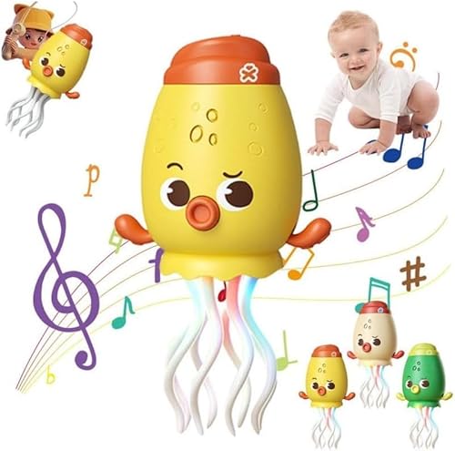 Umikk Electric Dancing Octopus Toy, Magische Tanzende Krake Spielzeug Krake, Tanzenden Oktopus Baby Spielzeug mit LED-Lichtern und Musik, Automatisch Hindernisvermeidung,Geschenk (Gelb (Neu)) von Umikk