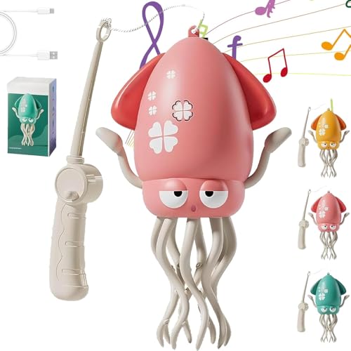 Umikk Electric Dancing Octopus Toy, Magische Tanzende Krake Spielzeug Krake, Tanzenden Oktopus Baby Spielzeug mit LED-Lichtern und Musik, Automatisch Hindernisvermeidung,Geschenk (Rosa (Angelrute)) von Umikk