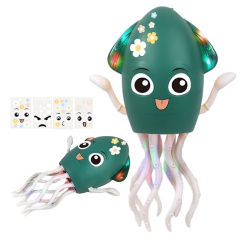 Umikk Electric Dancing Octopus Toy,Magische Tanzende Krake Spielzeug Krake,Tanzenden Oktopus Baby Spielzeug mit LED-Lichtern und Musik, Automatisch Hindernisvermeidung (Grün (mit DIY-Ausdruck)) von Umikk