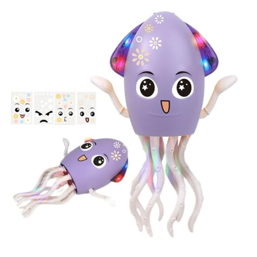 Umikk Electric Dancing Octopus Toy,Magische Tanzende Krake Spielzeug Krake,Tanzenden Oktopus Baby Spielzeug mit LED-Lichtern und Musik, Automatisch Hindernisvermeidung (Lila (mit DIY-Ausdruck)) von Umikk
