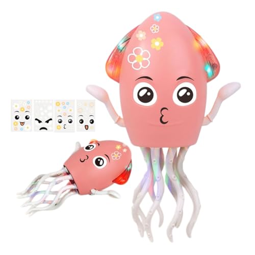 Umikk Electric Dancing Octopus Toy,Magische Tanzende Krake Spielzeug Krake,Tanzenden Oktopus Baby Spielzeug mit LED-Lichtern und Musik, Automatisch Hindernisvermeidung (Rosa (mit DIY-Ausdruck)) von Umikk