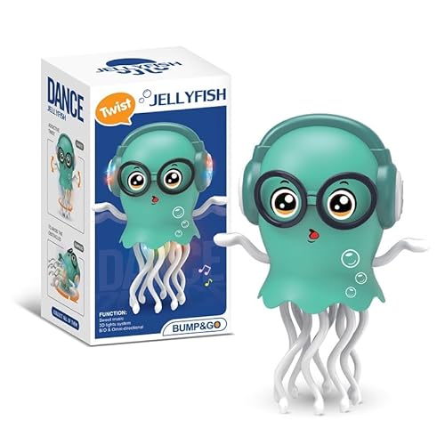 Umikk Electric Dancing Octopus Toy,Magische Tanzende Krake Spielzeug Krake,Tanzenden Oktopus Baby Spielzeug mit LED-Lichtern und Musik,Automatisch Hindernisvermeidung (Grün (Brille)) von Umikk