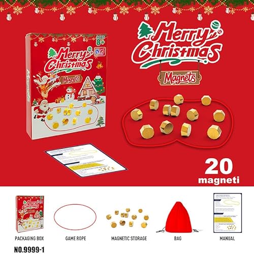 Umikk Gesellschaftsspiele Magnetspiel, 2025 Weihnachten Tragbares Magnetisches Schachspiel, 20PCS Magnetsteine Spiel Tischspiele, Geeignet für Familienfeiern,Geburtstagsparty-Spiele (Stil 1) von Umikk