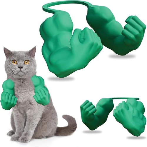 Umikk Katzen Muskel Arme Für Kostüm, Große Tier Gliedmaßen, Realistische Menschliche Arme Für Katzen, 3D Gedrucktes Kitten Zubehör Halloween Karneval Verkleidung Dekoration (Grün) von Umikk