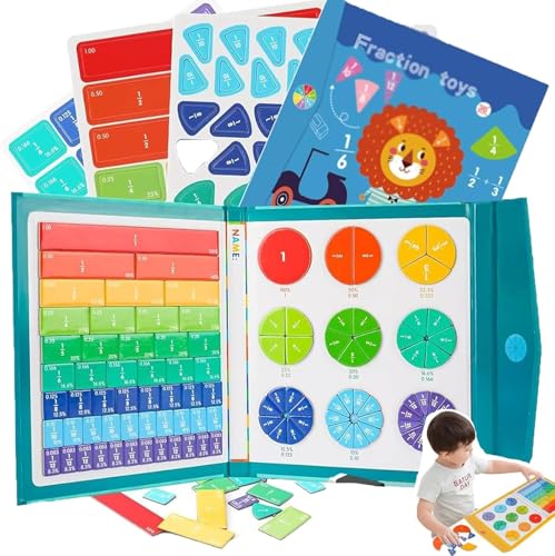 Umikk Magnetischer Bruchscheiben, Bruchrechnen Spiel, Bruchrechnen Montessori-Material 102pc Bruchscheiben-Demonstrator, Magnetische Bruchfliesen und Bruchkreise für Kinder (Löwenbaby) von Umikk