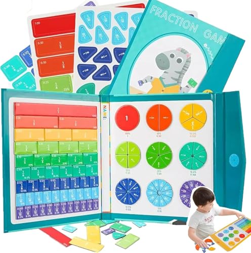 Umikk Magnetischer Bruchscheiben, Bruchrechnen Spiel, Bruchrechnen Montessori-Material 102pc Bruchscheiben-Demonstrator, Magnetische Bruchfliesen und Bruchkreise für Kinder (Zebrababy) von Umikk
