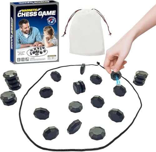 Umikk Magnetisches Schachspiel, Magnetspiel mit Schnur, Tragbares Schach Magnetisch Magnetisches Spiel, lustiges Tabletop-Mehrspieler-Schachspiel, für Familientreffen (Schwarz) von Umikk