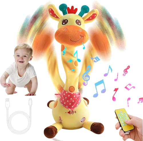 Umikk Sprechender Giraffe Spielzeug,Singender Tanzender Giraffe Spielzeug Nachsprechen,Singender Giraffe Spielzeug für Baby Ermutigen Sprachspielzeug,Geburtstagsgeschenke (Fernbedienbares Modell) von Umikk