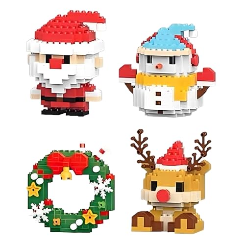 Umikk Weihnachts-Mikrobausteine Santa Claus Rentier Puzzle, Zusammenbau Ziegel 3D-Modell Mini-Baustein-Figuren, Bauklotz Spielzeug Weihnachtsdekoration Party Favors (Stil 1) von Umikk