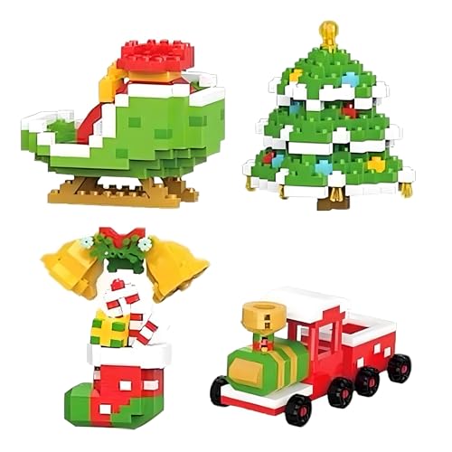 Umikk Weihnachts-Mikrobausteine Santa Claus Rentier Puzzle, Zusammenbau Ziegel 3D-Modell Mini-Baustein-Figuren, Bauklotz Spielzeug Weihnachtsdekoration Party Favors (Stil 2) von Umikk