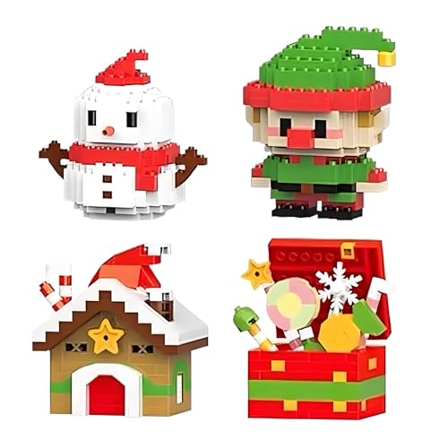 Umikk Weihnachts-Mikrobausteine Santa Claus Rentier Puzzle, Zusammenbau Ziegel 3D-Modell Mini-Baustein-Figuren, Bauklotz Spielzeug Weihnachtsdekoration Party Favors (Stil 3) von Umikk