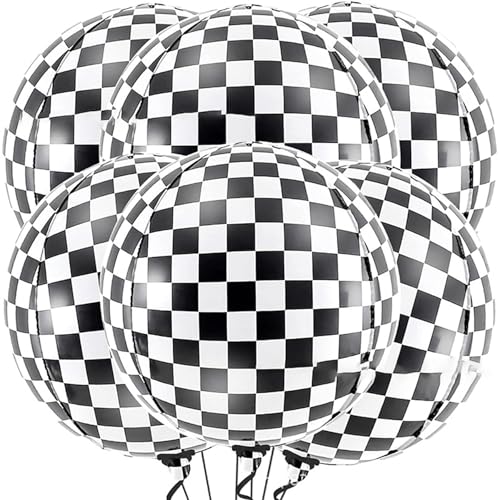 6 Stück Rennwagen-Luftballons – karierte Flagge, Partyzubehör, schwarz-weiße Luftballons, karierte Geburtstagsdekorationen, Rennwagen-Themenparty-Dekorationen, Rennwagen-Dekorationen 6 Stück Rennwagen-Luftballons – karierte Flagge, Partyzubehör, schwarz-weiße Luftballons, karierte Geburtstagsdekorationen, Rennwagen-Themenparty-Dekorationen, Rennwagen-Dekorationen von Umimiss