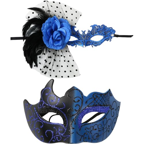 Umimiss 2 x Maskerade-Masken für Paare – Maskerade-Maske, Weihnachtsfest, Karneval, Hochzeit, Party, Cosplay, Halloween-Kostümmaske, Spitzen-Augenmaske für Frauen Umimiss 2 x Maskerade-Masken für Paare – Maskerade-Maske, Weihnachtsfest, Karneval, Hochzeit, Party, Cosplay, Halloween-Kostümmaske, Spitzen-Augenmaske für Frauen von Umimiss