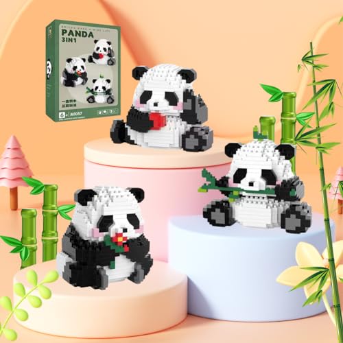 Umllpet 3 In1 Panda Bauspielzeug, 3 In1 Panda Bausteine Set 686PCS Panda Baustein Konstruktionsspielzeug Mini Panda Bausteine Kinder Erwachsene Kompatibel Bausteine Spielzeug Geschenk zum Valentinstag von Umllpet