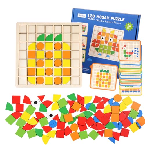 Umllpet Kreative Mosaik-Puzzle, Geometrische Formen Holzpuzzles, Tangram Montessori Bausteine mit 120 Geometrischen Formen und 24 Designkarten für 3+ Jahr Kinder Pädagogisches Spielzeug Geschen Umllpet Kreative Mosaik-Puzzle, Geometrische Formen Holzpuzzles, Tangram Montessori Bausteine mit 120 Geometrischen Formen und 24 Designkarten für 3+ Jahr Kinder Pädagogisches Spielzeug Geschen von Umllpet