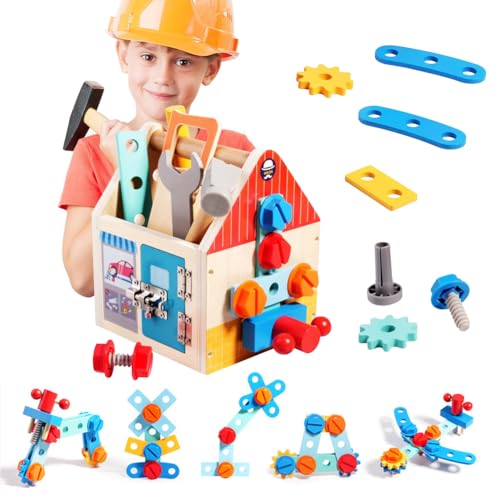 Umllpet Werkzeugkoffer Kinder, Werkzeug Spielzeug ab 2 Jahre, Holzwerkzeug Holzspielzeug Junge Mädchen Weihnachten Geburtstagsgeschenk, DIY Montessori Spielzeug Holz Werkzeugkasten Kinderspielzeug Umllpet Werkzeugkoffer Kinder, Werkzeug Spielzeug ab 2 Jahre, Holzwerkzeug Holzspielzeug Junge Mädchen Weihnachten Geburtstagsgeschenk, DIY Montessori Spielzeug Holz Werkzeugkasten Kinderspielzeug von Umllpet