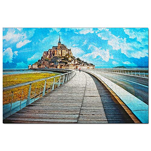 Frankreich Mont Saint-Michel Puzzle 1000 Teile Holzpuzzle Erwachsene Spielgrafik Reise Souvenir Holz von Umsufa