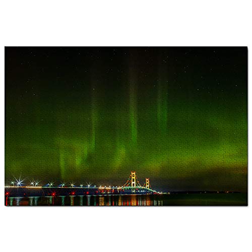 USA America Mackinac Bridge Aurora Michigan Puzzle 1000 Teile Spiel Kunstwerk Reise Souvenir Holz von Umsufa