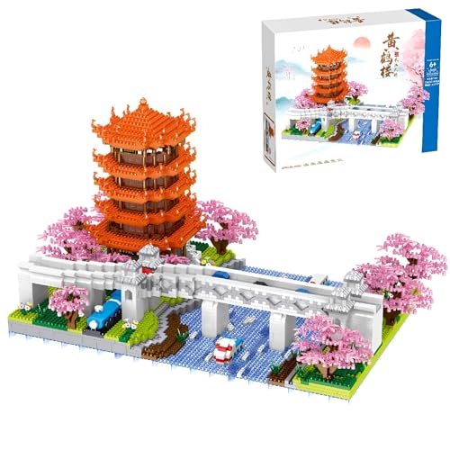Chinese Architecture Yellow Crane Bausteine Bausatz, 4413 Teile Modular Bausteine Haus Modellbausatz, Home Accessories, Kreatives Geschenk für Erwachsene Kinder (8269) von Unativer