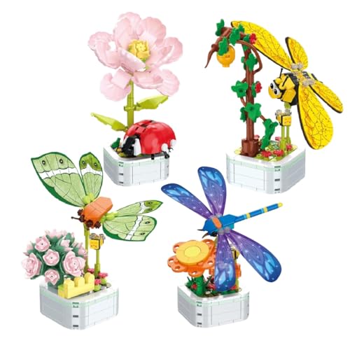 Insekten Serie Bausteine Bausatz, 4 Boxen Insekt Bonsai Pflanzen Bausatz, 850 Stück Insekt Blumen Spielzeug Baukasten für Party Favors, Kreatives künstliche Pflanzen, Heimdekoration Insekten Serie Bausteine Bausatz, 4 Boxen Insekt Bonsai Pflanzen Bausatz, 850 Stück Insekt Blumen Spielzeug Baukasten für Party Favors, Kreatives künstliche Pflanzen, Heimdekoration von Unativer