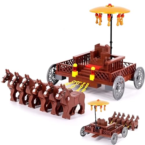 MOC Medieval Series Streitwagen Kutsche Bausteine Bausatz, Sechs Pferde Ziehen Einen Karren Modell Bausteine, Mittelalterlicher Custom Krieg Pferd Kit für Mini Figuren, Kompatibel mit Major Brand MOC Medieval Series Streitwagen Kutsche Bausteine Bausatz, Sechs Pferde Ziehen Einen Karren Modell Bausteine, Mittelalterlicher Custom Krieg Pferd Kit für Mini Figuren, Kompatibel mit Major Brand von Unativer