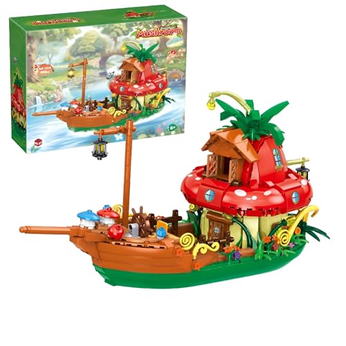 Pilzschiff Bausteine Bausatz, 998 Teile Kreativer Magischer Wald Pilzhaus Boot Modellbausatz, MOC Hausbau Spielzeug Set, Waldhaus Pflanzen Bauspielzeug Bausatz, Geschenk für Kinder Erwachsene Pilzschiff Bausteine Bausatz, 998 Teile Kreativer Magischer Wald Pilzhaus Boot Modellbausatz, MOC Hausbau Spielzeug Set, Waldhaus Pflanzen Bauspielzeug Bausatz, Geschenk für Kinder Erwachsene von Unativer