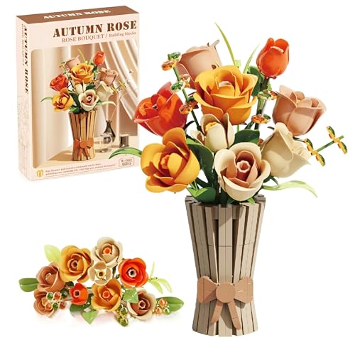 Rosen Blumenstrauß Bausatz mit Vase, 868 Stück DIY Blumenstrauß Set, Blumen Bauspielzeugset für Erwachsene, Geschenke für Muttertag, Weihnachten, Valentinstag, für Haus und Bürokünstliche Pflanzen Rosen Blumenstrauß Bausatz mit Vase, 868 Stück DIY Blumenstrauß Set, Blumen Bauspielzeugset für Erwachsene, Geschenke für Muttertag, Weihnachten, Valentinstag, für Haus und Bürokünstliche Pflanzen von Unativer