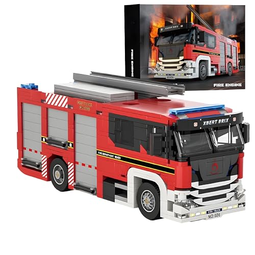 Technik City Feuerwehrauto Bausteine Set, 704 Teile Aufbau Rettungs Feuerwehrauto Modellbausatz, STEM Fahrzeuge Modell Spielzeug, Ideas Geschenk für Erwachsene und Kinder (66036) von Unativer