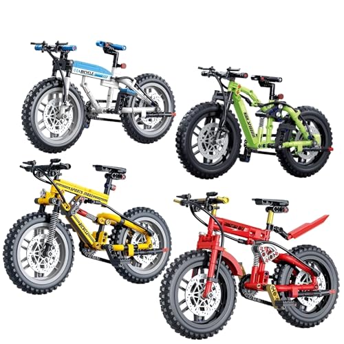 Technik Fahrrad Bausteine Set, 4 Modelle Mountain, Sports Mode, High Speed, Cool Design Bike Modell Bausatz, Home Office Display Dekoration, Superbike Spielzeug Geschenk für Kinder und Erwachsene von Unativer