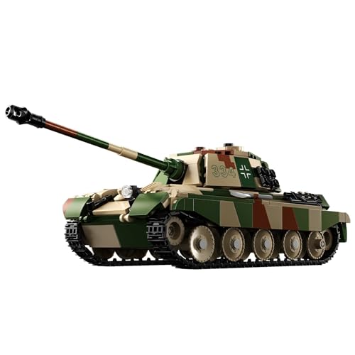 Technik King Tiger Heavy Panzer Bausteine Set, 853 Teile Militär WW2 Panzer Armee Modell Bauspielzeu, Armee Panzer Kampfwagen Modell für Erwachsene Kinder (66077) von Unativer