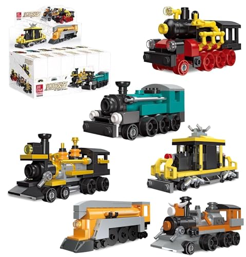 Technik Zug Baustein Bauset, 6 Boxen Mini Zug Baustein Spielzeug Modell, Retro Dampflok Zug Modell Bausteine, Stadt Güterzug Technik Spielzeug, Kreative Geschenke für Erwachsene und Alter 6+ Kinder Technik Zug Baustein Bauset, 6 Boxen Mini Zug Baustein Spielzeug Modell, Retro Dampflok Zug Modell Bausteine, Stadt Güterzug Technik Spielzeug, Kreative Geschenke für Erwachsene und Alter 6+ Kinder von Unativer