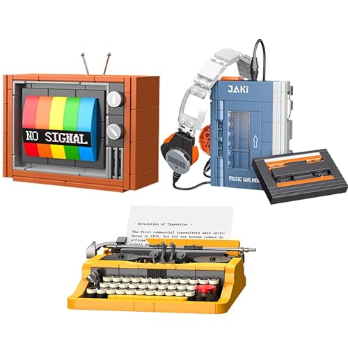 Unativer 3-in-1 Retro Bausteine Bausatz, 542 Teile Schreibmaschine Kassettenrekorder & Vintage-Fernseher Klemmbausteine, Kreatives Modell Spielzeug Sammelbares Ausstellungsstück für Kinder, Erwachsene Unativer 3-in-1 Retro Bausteine Bausatz, 542 Teile Schreibmaschine Kassettenrekorder & Vintage-Fernseher Klemmbausteine, Kreatives Modell Spielzeug Sammelbares Ausstellungsstück für Kinder, Erwachsene von Unativer