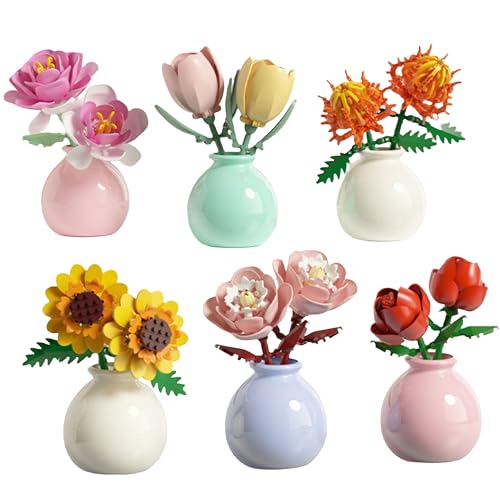 Unativer Blumenstrauß Bausteine Bausatz, Rosen Sonnenblumen Botanische Mini Baustein Kollektion mit Vase Modell Spielzeug, Geschenk zum Muttertag für Erwachsene, Frauen, Mädchen ab 6 Jahren Unativer Blumenstrauß Bausteine Bausatz, Rosen Sonnenblumen Botanische Mini Baustein Kollektion mit Vase Modell Spielzeug, Geschenk zum Muttertag für Erwachsene, Frauen, Mädchen ab 6 Jahren von Unativer