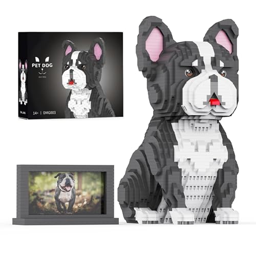 Unativer Französische Bulldogge Bausteine Set, 2726 Teile Mini-Tierbaustein Modellspielzeug für Hundeliebhaber, Welpen Sammelspielzeug, kreatives Geschenk für Kinder und Erwachsene ab 6 Jahren von Unativer