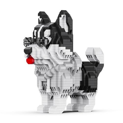 Unativer Fröhlicher Husky Baustein-Set, 686 Teile Mini-Tierbaustein Modellspielzeug für Hundeliebhaber, Pädagogisches Bauspielzeug, Kreatives Geschenk für Kinder und Erwachsene ab 6 Jahren von Unativer