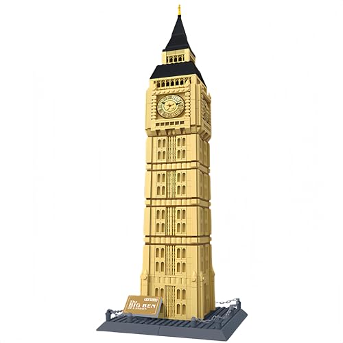 Unativer London Big Ben Baustein-Set, 3D Big Ben Uhrturm berühmte Wahrzeichen Serie Modell Architektur für Kinder und Erwachsene, kreatives Geschenk für Geschichts- und Architektur-Fans von Unativer