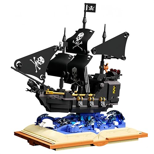 Unativer Magic Book Piratenschiff Bausteine Bausatz, 919 Teile Schwarze Perle inspiriertes Fantasie Sammelbarer Kriegsschiff Modellspielzeug, Kreatives Geschenk für Kinder, Erwachsene ab 6 Jahren von Unativer