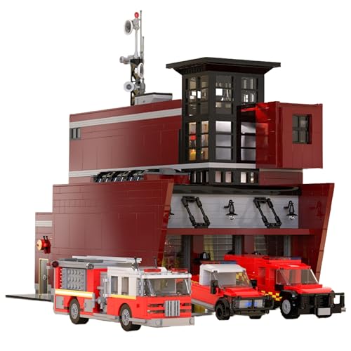 Unativer Mehrstöckige Feuerwehr Bausteine Set, 3079 Teile Feuerwehr Rettungs Hauptquartier Architektur Bauset mit Feuerwehrautos, Polizeifahrzeugen, STEM Geschenk für Kinder & Erwachsene ab 12 Jahren von Unativer