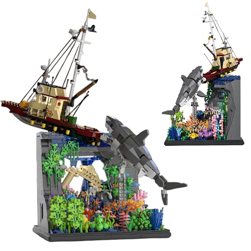 Unativer Ozeanräuber Baustein-Set, 2930 Teile Hai-Angriff Diorama Modellbausatz mit Fischerboot & Korallenriff-Basis für Deko, Tiefsee-Abenteuer Bauspielzeug für Erwachsene & Jugendliche ab 12 Unativer Ozeanräuber Baustein-Set, 2930 Teile Hai-Angriff Diorama Modellbausatz mit Fischerboot & Korallenriff-Basis für Deko, Tiefsee-Abenteuer Bauspielzeug für Erwachsene & Jugendliche ab 12 von Unativer