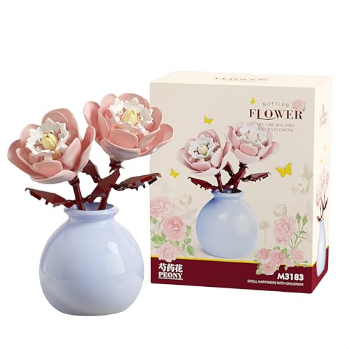 Unativer Pfingstrose Blumen Blumenstrauß Bausteine Set, Kreative Botanische Mikrosteine Sammlung Modell Spielzeug mit Vase für Home Decor Romantisches Geschenk für Muttertag Erwachsene Frauen Mädchen Unativer Pfingstrose Blumen Blumenstrauß Bausteine Set, Kreative Botanische Mikrosteine Sammlung Modell Spielzeug mit Vase für Home Decor Romantisches Geschenk für Muttertag Erwachsene Frauen Mädchen von Unativer