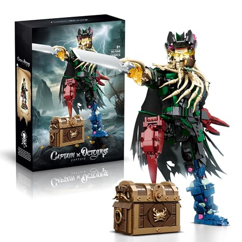 Unativer Pirat Octopus Captain Bausteine-Set, MOC Roboter-Krieger, Bauset, STEM Pirat Meer Abenteuer Spielset Modell Spielzeug für Zuhause Büro Dekor Kreatives Geschenk für Teenager Erwachsene 1705 von Unativer