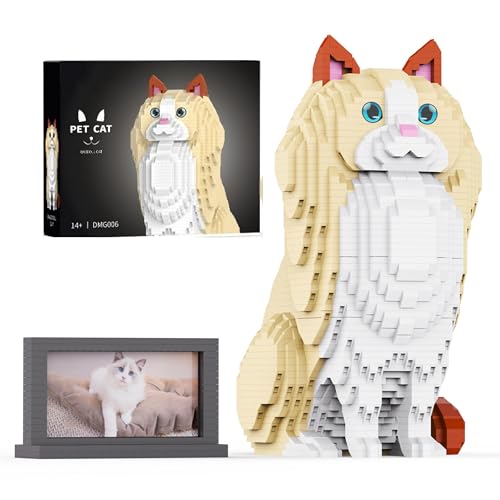 Unativer Ragdoll Katze Bausteine Set, 2583 Teile Mini-Tierbaustein Modellspielzeug für Katzenliebhaber, niedliches Sammelspielzeug, kreatives Geschenk für Kinder und Erwachsene ab 6 Jahren von Unativer