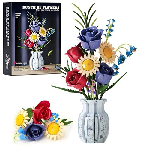 Unativer Rosen Sonnenblume Blumenstrauß Bausatz mit Vase, 787 Stück DIY Blumenstrauß Set, Blumen Bauspielzeugset für Erwachsene Kinder, künstliche Blumen als Heimdekoration und Ausstellung Unativer Rosen Sonnenblume Blumenstrauß Bausatz mit Vase, 787 Stück DIY Blumenstrauß Set, Blumen Bauspielzeugset für Erwachsene Kinder, künstliche Blumen als Heimdekoration und Ausstellung von Unativer