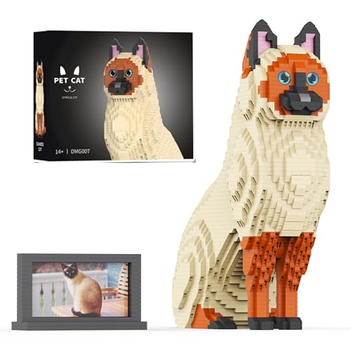 Unativer Siamkatze Bausteine Set, 2583 Teile Mini-Tierbaustein Modellspielzeug für Katzenliebhaber, niedliches Sammelspielzeug, kreatives Geschenk für Kinder und Erwachsene ab 6 Jahren von Unativer