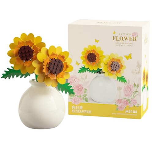 Unativer Sonnenblumen Bouquet Bausteine Set, Kreative Botanische Mikrosteine Sammlung Modell Spielzeug mit Vase für Wohnkultur, Romantisches Geschenk für Muttertag, Erwachsene, Frauen, Mädchen ab 6 Unativer Sonnenblumen Bouquet Bausteine Set, Kreative Botanische Mikrosteine Sammlung Modell Spielzeug mit Vase für Wohnkultur, Romantisches Geschenk für Muttertag, Erwachsene, Frauen, Mädchen ab 6 von Unativer