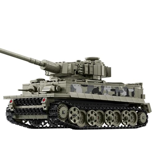Unativer Technik Tiger Heavy Panzer Bausteine Set, 969 Teile Militär WW2 Panzer Armee Modell Bauspielzeu, Armee Panzer Kampfwagen Modell für Erwachsene Kinder (66055) von Unativer