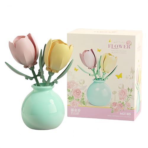 Unativer Tulpen Blumenstrauß Bausteine Bausatz, Botanische Micro Baustein Kollektion mit Vase Modell Spielzeug für Wohnkultur, Geschenk zum Muttertag für Erwachsene, Frauen, Mädchen ab 6 Jahren Unativer Tulpen Blumenstrauß Bausteine Bausatz, Botanische Micro Baustein Kollektion mit Vase Modell Spielzeug für Wohnkultur, Geschenk zum Muttertag für Erwachsene, Frauen, Mädchen ab 6 Jahren von Unativer