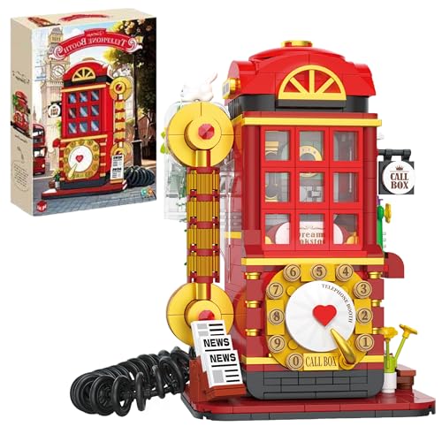Unativer Vintage Telefonzellen Bausteine Bausatz, 662 Teile Mini-Bausteine Nostalgisches Modell zum Spielen & Sammeln, Kreatives DIY-Bauset für Kinder & Erwachsene ab 6 Jahren von Unativer